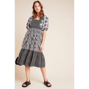 New Anthropologie Adrienne Flounced Midi Dress